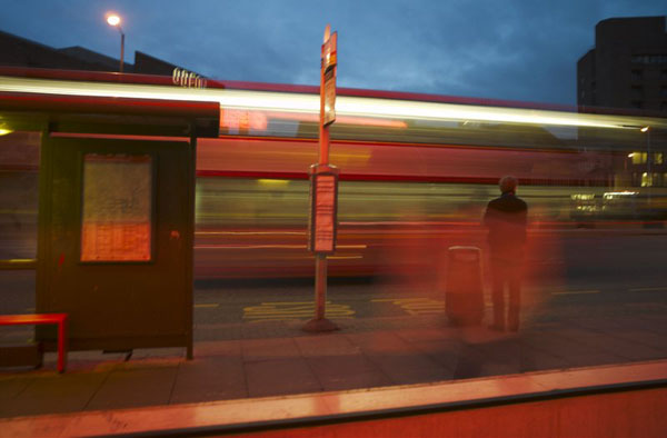 Bus stop Swiss Cottage, London 2005