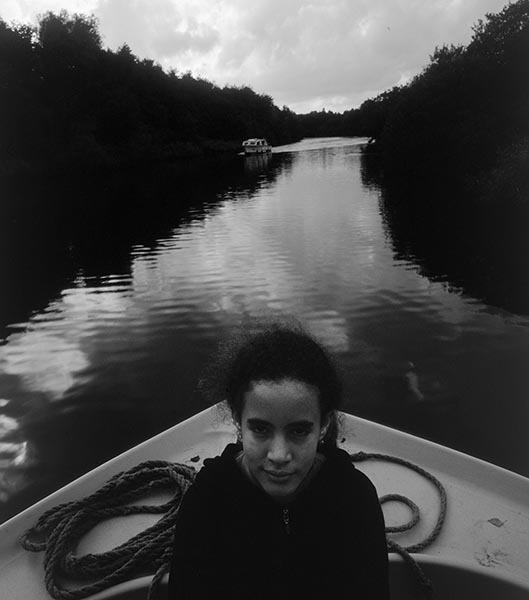 Tahel in a sailing boat, Norfolk Broads, 1998